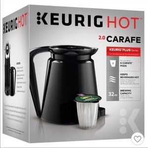 Keurig Hot 2.0 Black Plastic Carafe Plus Series Black 32 oz 4 Cup Capacity NEW